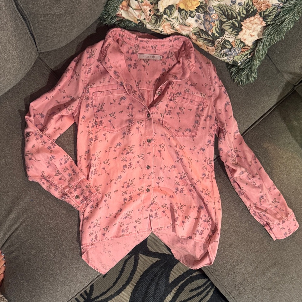 Floral Pink Billy T Button-Up Blouse